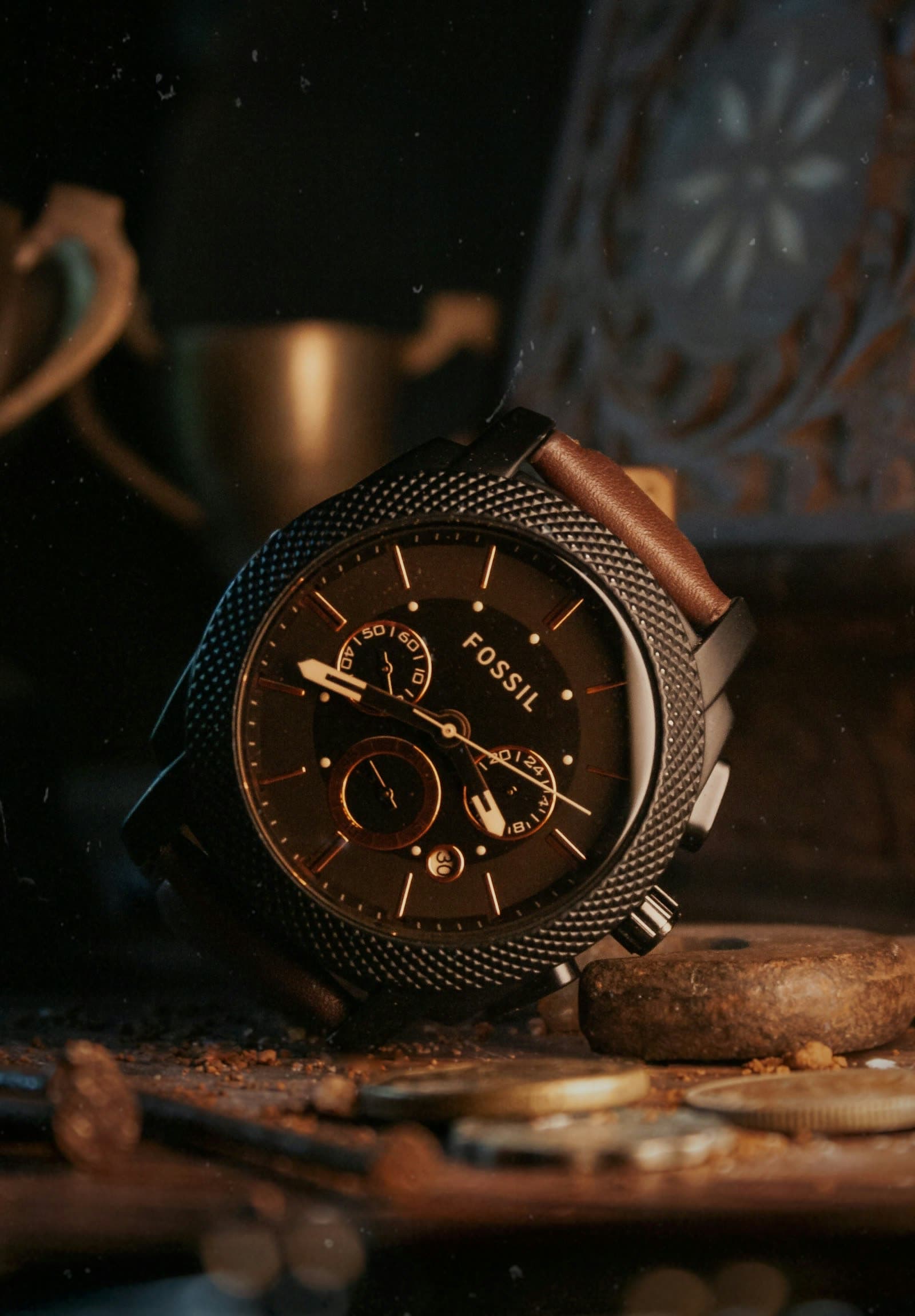Gold-tone wristwatch on a matching link bracelet